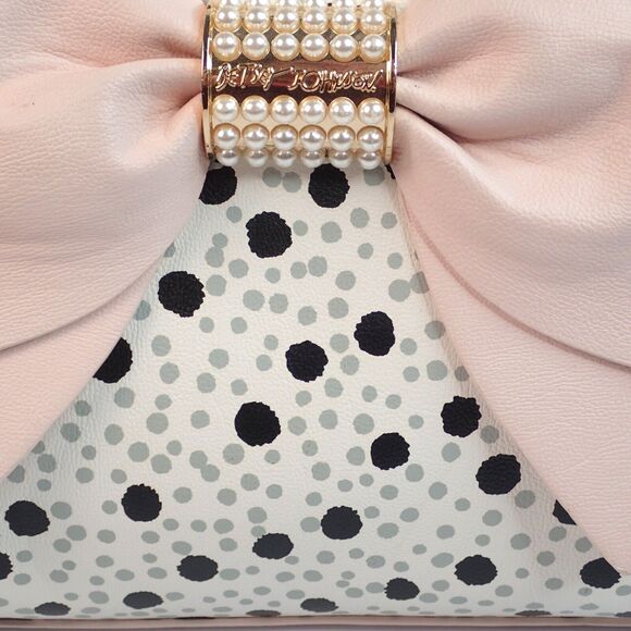 Betsey Johnson Pearl of a Girl Creme Dot Satchel Shoulder Bag Hard to Find! - Picture 16 of 16